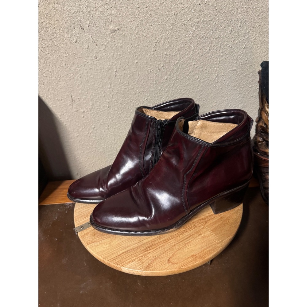 Mario Bruni Leather Ankle Boots Burgundy Zip Up Cushioned System 6.5‎